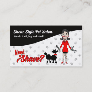 Red Black and White Need A Shave Pet Grooming Appointment Card