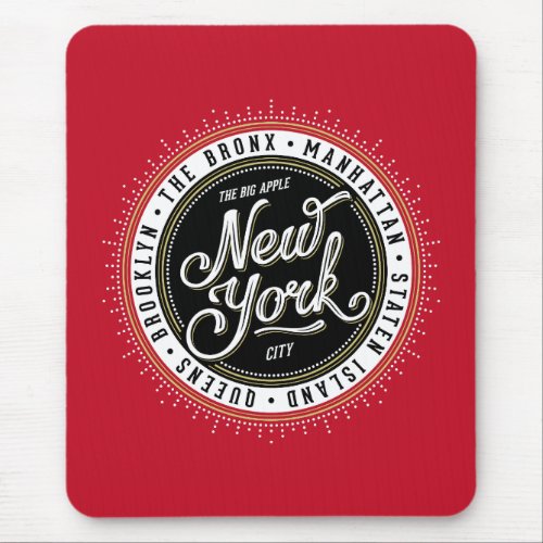 Red Black and White New York City Logo Mouse Pad