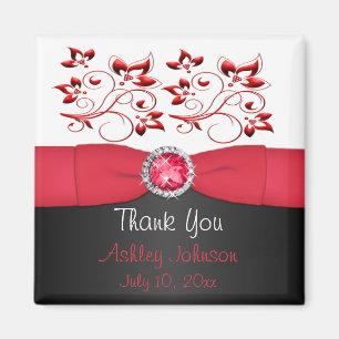 Red, Black, and white Party Favor Magnet