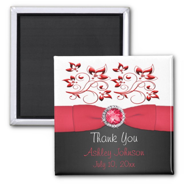 Red, Black, and white Party Favor Magnet (Front)