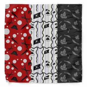 Red, Black and White Pirate Print Adult Bandana