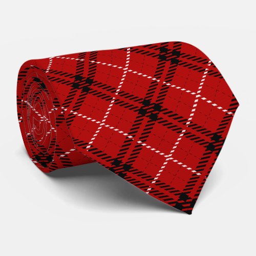 Red Black and White Plaid Christmas Neck Tie