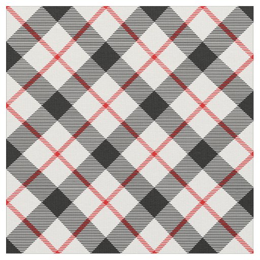 Red Black and White Plaid Fabric