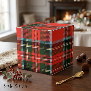 Red Black and White Plaid Pattern Classic Favor Boxes