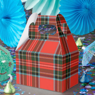Red Black and White Plaid Pattern Gable Favor Boxes