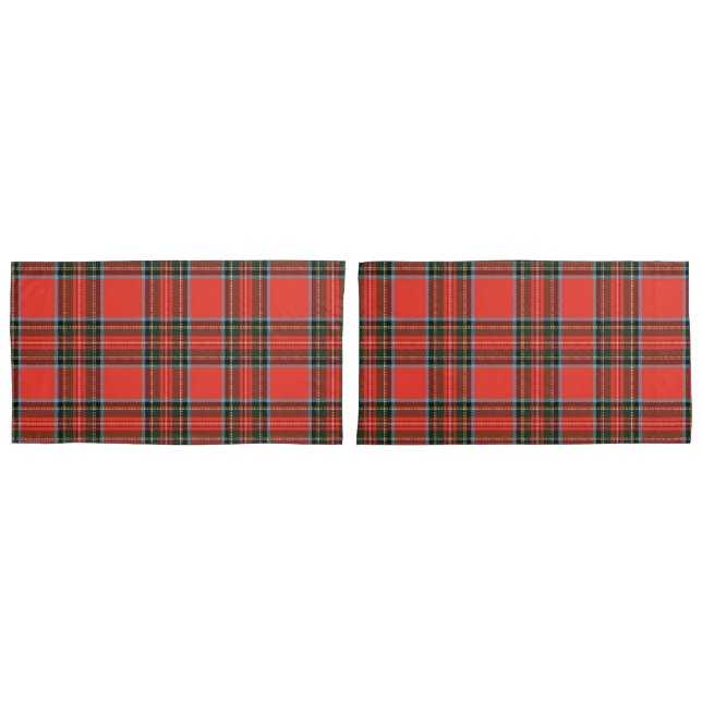 Red Black and White Plaid Pattern Style Pillow Case (Front-Set)