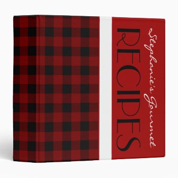 Red Black And White Plaid Recipe Binder by TrendyKitchens at Zazzle