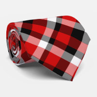 Black and Red plaid on white