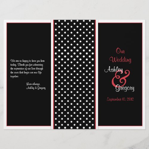 Red Black and White Polka Dot Wedding Program