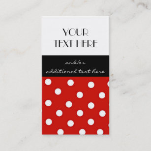 Red, Black and White Polka Dots Business Card