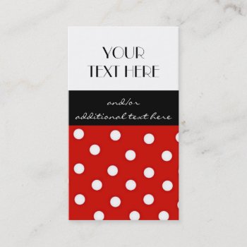 Red  Black And White Polka Dots Business Card by cami7669 at Zazzle