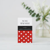 Red, Black and White Polka Dots Business Card (Standing Front)