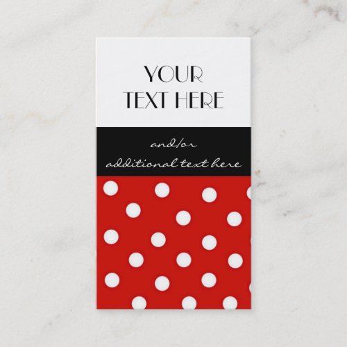 Red Black and White Polka Dots Business Card