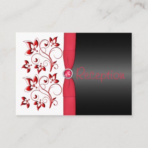 Red, Black, and White Reception Enclosure Card Business Card Templates