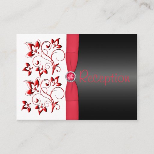 Customizable Red, Black, and White Reception Enclosure Card Business Card Templates