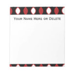 Red Black And White Retro 70&#39;s Pattern Notepad at Zazzle