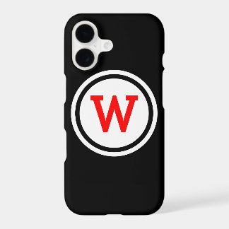 Red Black and White Ringed Circle Monogram iPhone 17 Case