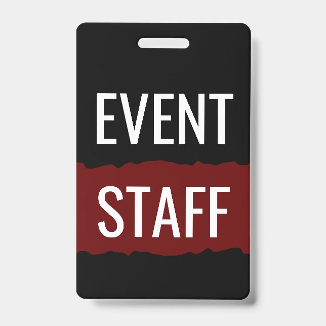 Red Black And White Simple Event Staff Badges (Front)