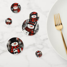 red, Black and white Snowmen