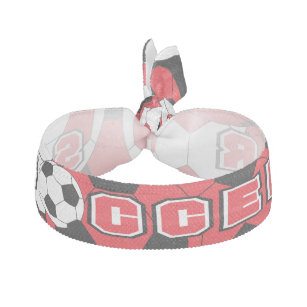 Red, Black and White ⚽ Soccer Ball Hair Tie