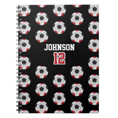 Red Black and White  Soccer  Notebook