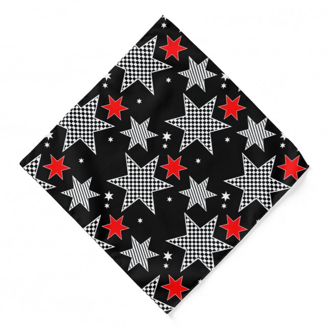 Red Black And White Stars  Bandana (Front)