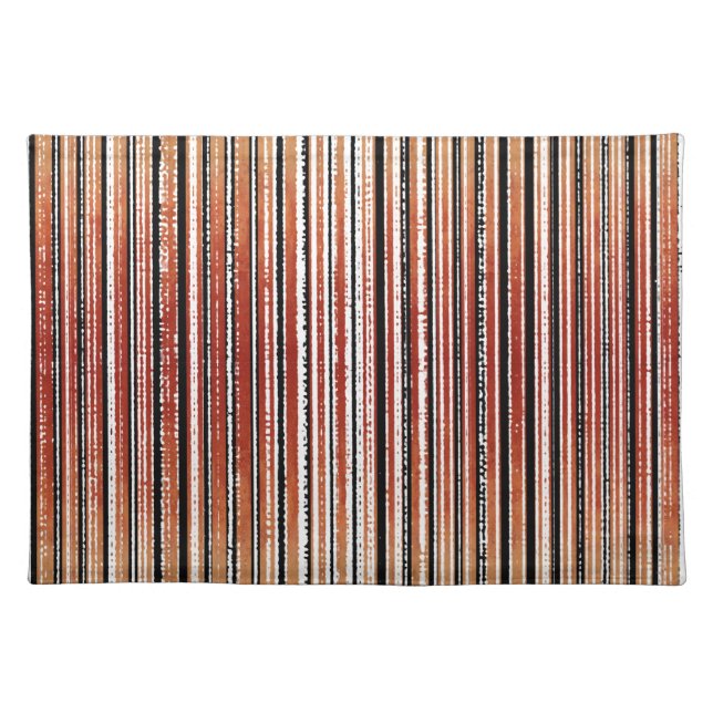Red, Black, and White Striped Pattern Cloth Placemat (Front)