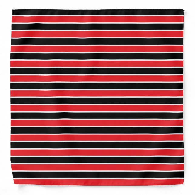 Red, Black and White Stripes Bandana (Front)