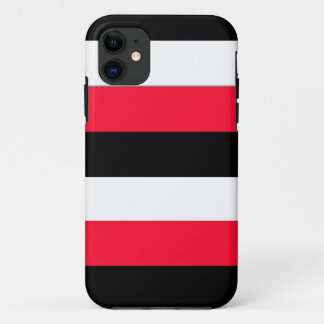 Red, black and white stripes iPhone 11 case