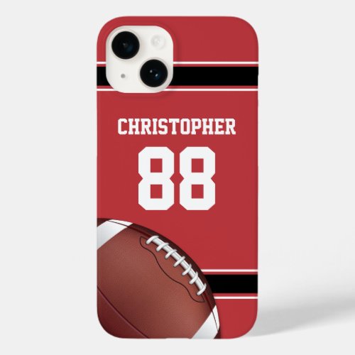 Red Black and White Stripes Football Jersey Case_Mate iPhone 14 Case