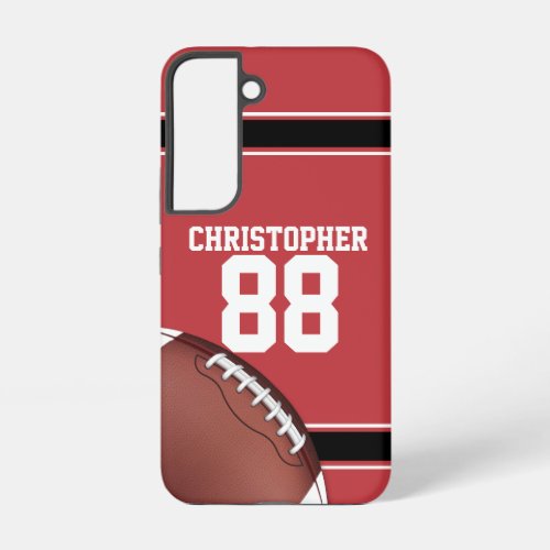 Red Black and White Stripes Football Jersey Samsung Galaxy S22 Case