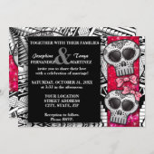 Red Black and White Sugar Skull Wedding Glitter Invitation (Front/Back)