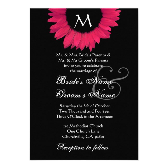 Red Black and White Sunflower Wedding Invitation