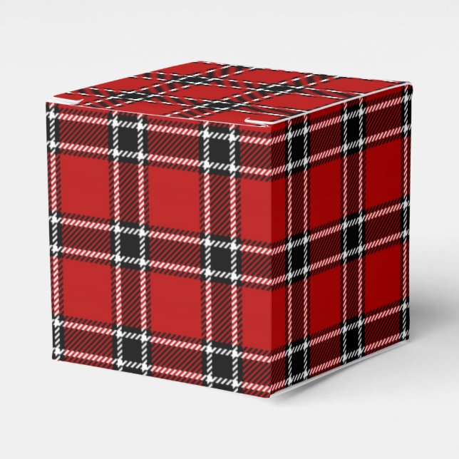 Red Black and White Tartan Favor Boxes (Front Side)