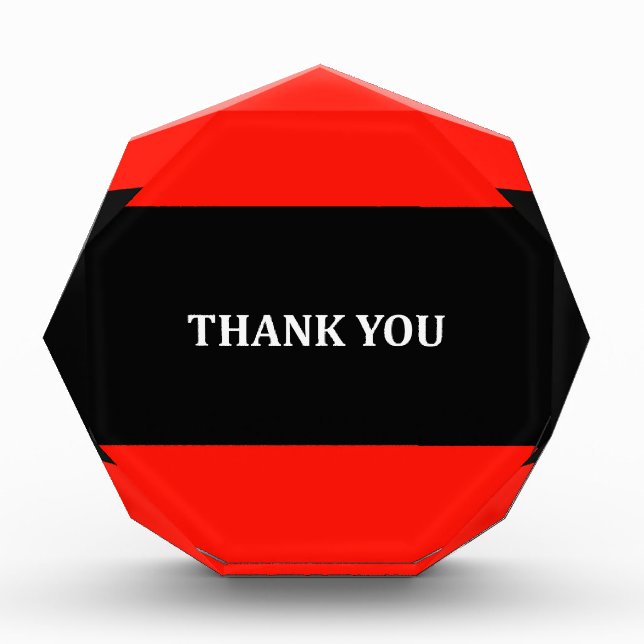 Red, black and white Thank you Award (Front)