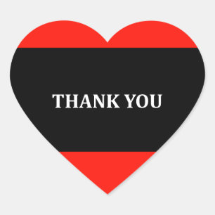 Red, black and white Thank you Heart Sticker