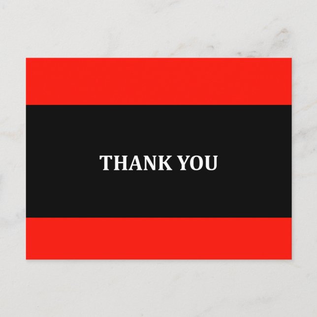 Red, black and white Thank you Postcard (Front)
