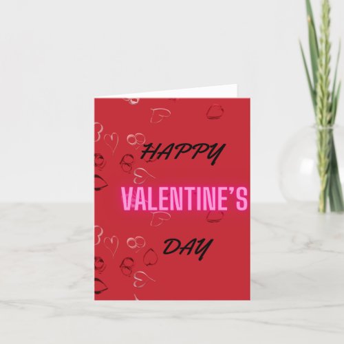 Red Black and White Valentines Day Holiday Card