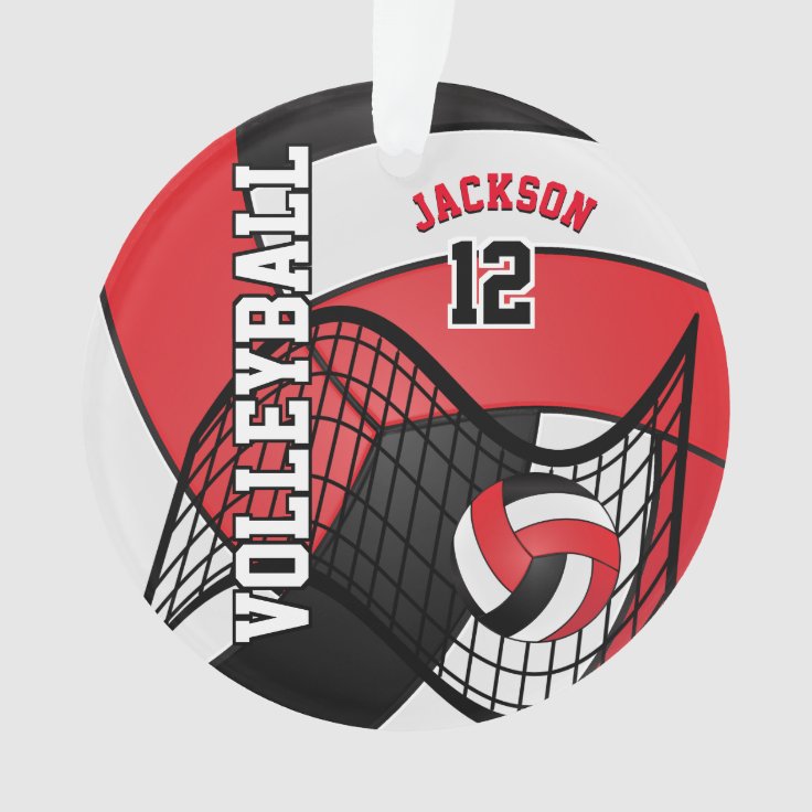 Red, Black and White Volleyball 2 Ornament | Zazzle