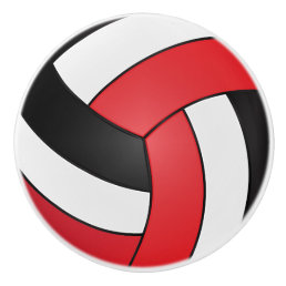 Red, Black and White Volleyball Ceramic Knob