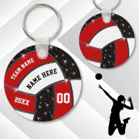 Blue, White and Black Volleyball - Customize Keychain, Zazzle