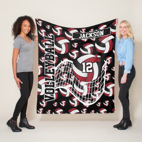 Red Black and White Volleyball Pattern Fleece Blanket