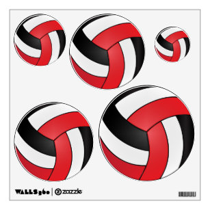🏐 Red, Black and White Volleyball Wall Decal