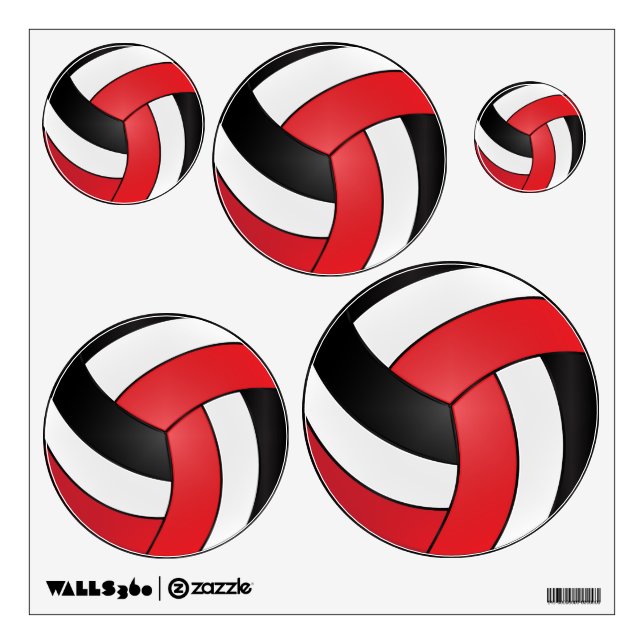 🏐 Red, Black and White Volleyball Wall Decal (Front)