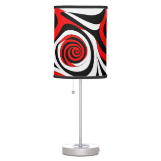 Red, Black and White Wave Pattern Table Lamp