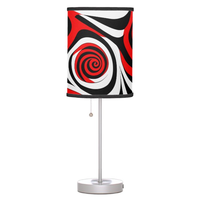 Red, Black and White Wave Pattern Table Lamp (Right)