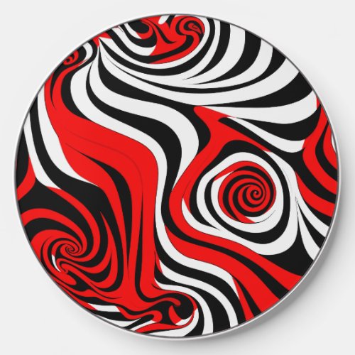 Red Black and White Wave Pattern Wireless Charger