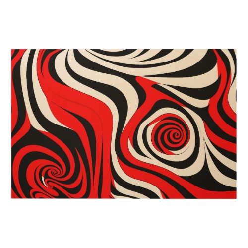 Red Black and White Wave Pattern Wood Wall Art