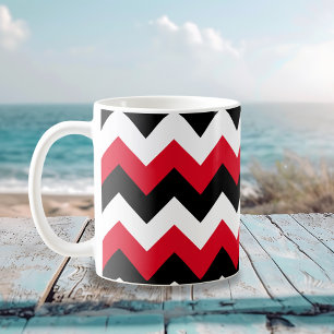 Red Black and White Zigzag Coffee Mug