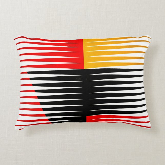 Red, black, and yellow artwork accent pillow (Front)
